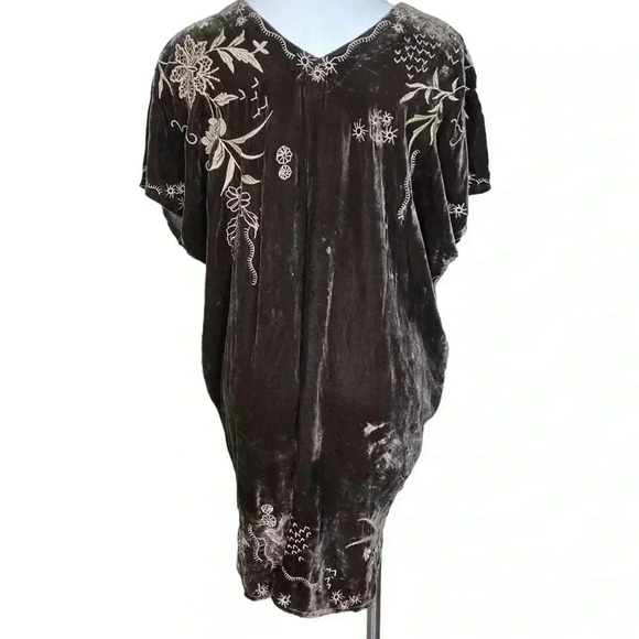 JOHNNY WAS Maree velvet effortless floral tunic Embroidered kaftan dress size XS - Picture 3 of 8